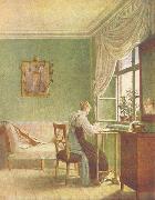 Georg Friedrich Kersting Stickerin am Fenster oil